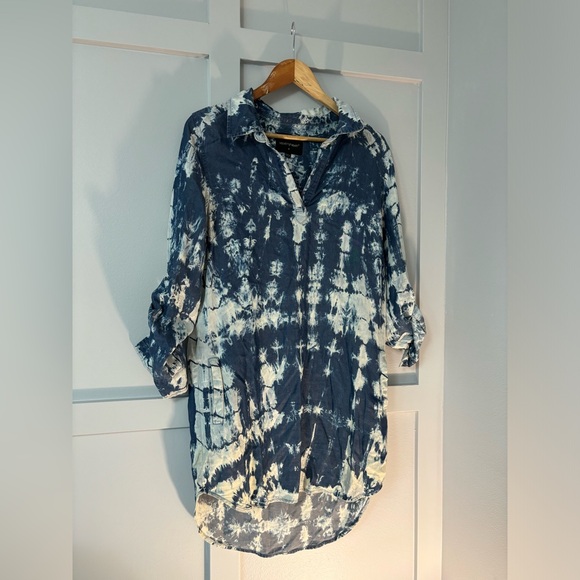 Velvet Heart Tops - Velvet Heart Aiden Indigo Tie Dye Pullover High Low Tunic